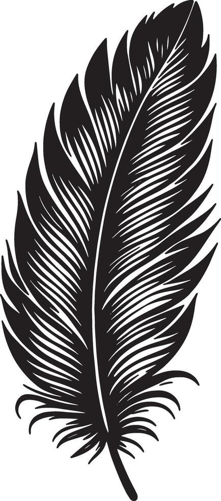 Minimalist Feather Shaped Leaves Silhouette on White Background vector