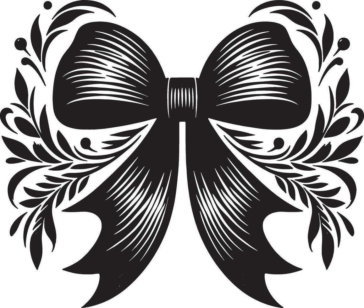Elegant Bow Ribbon Outline on White Background vector