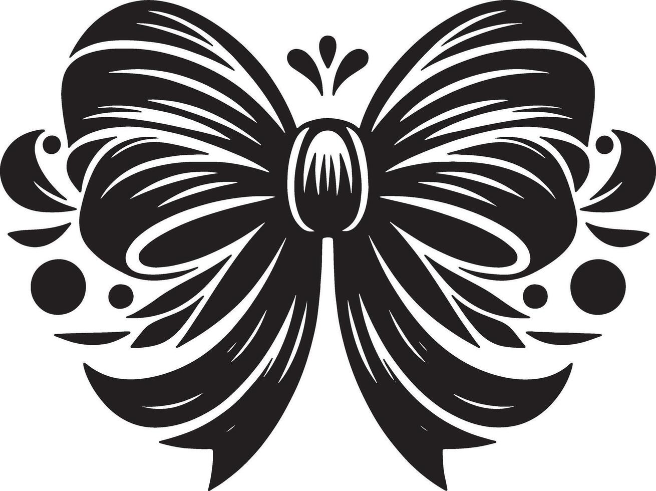 Simple Black Bow Ribbon Drawing for Design Use vector