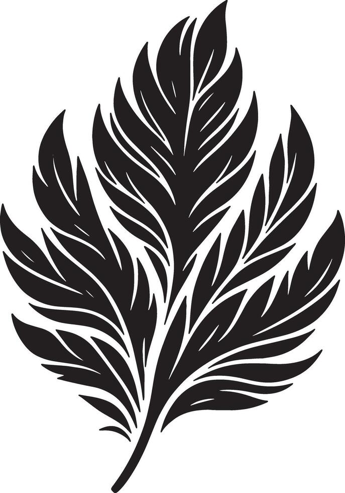 Decorative Feather Shaped Leaf Pattern in Silhouette Style vector