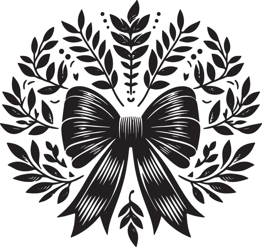 Black Bow Ribbon Silhouette in Flat Graphic Style vector