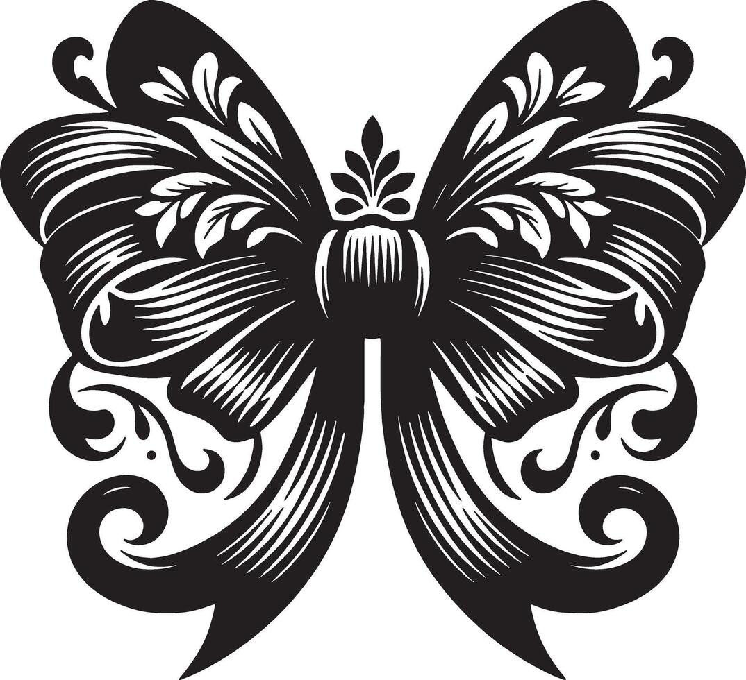 Minimalist Bow Ribbon Black Silhouette Art vector
