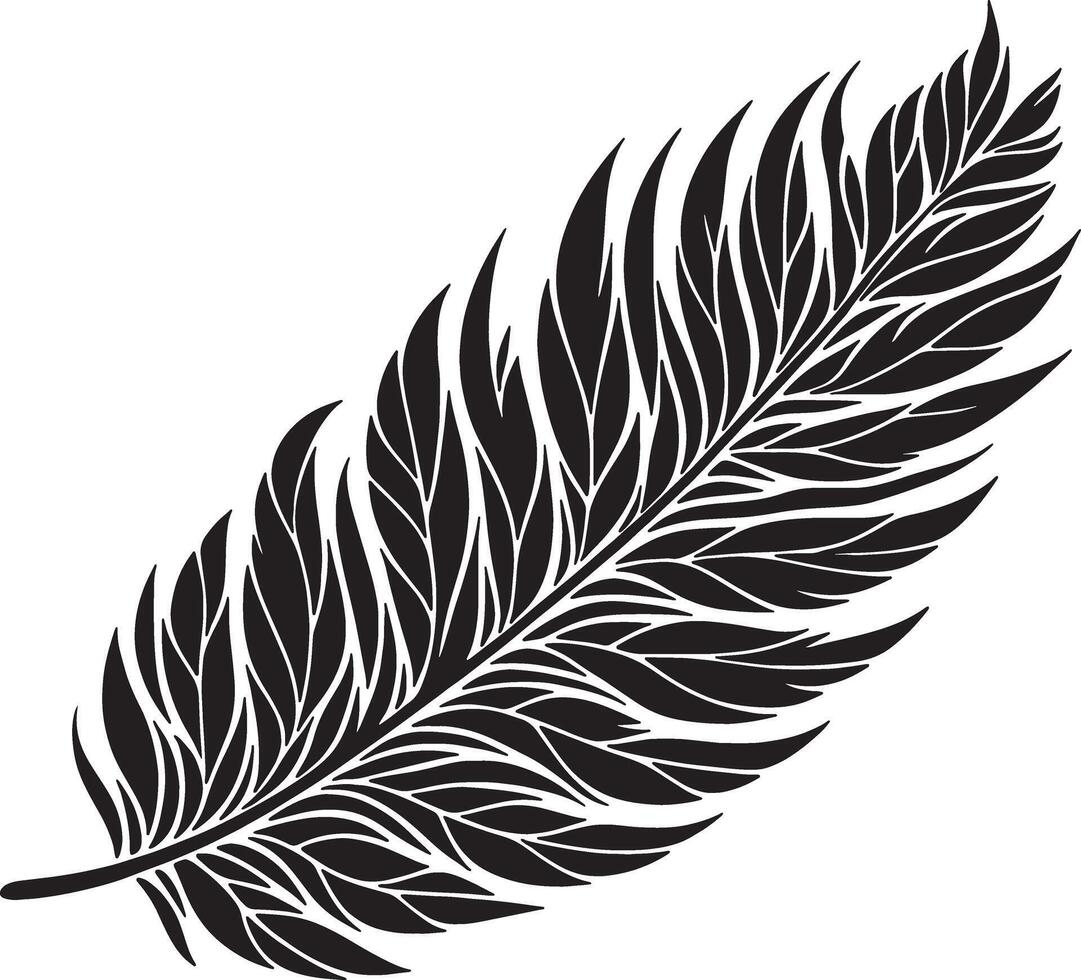 Stylish Feather Inspired Leaf Silhouette for Nature Themes vector