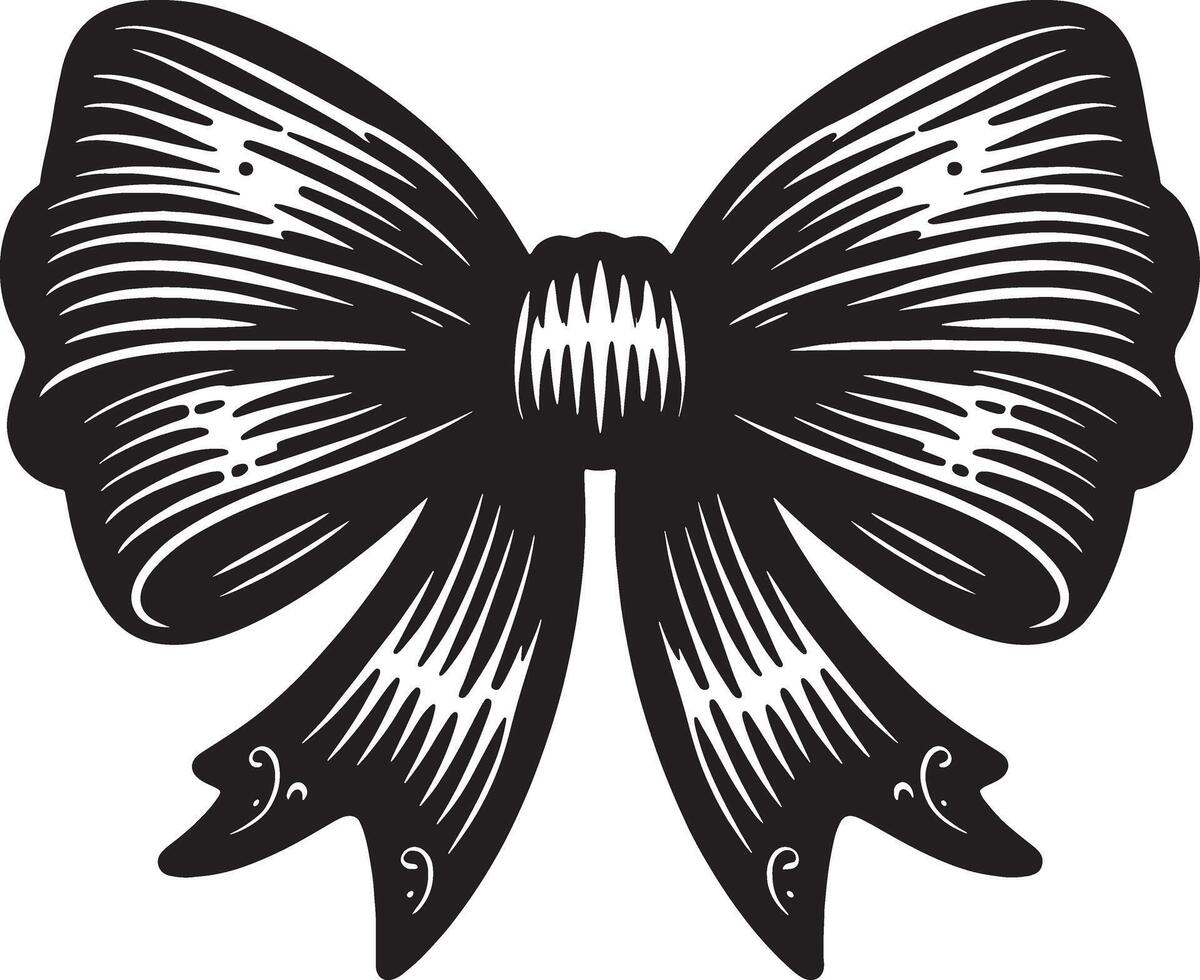 Decorative Bow Ribbon Illustration in Monochrome vector