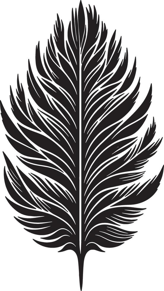 Minimalist Feather Shaped Leaves Silhouette Art vector