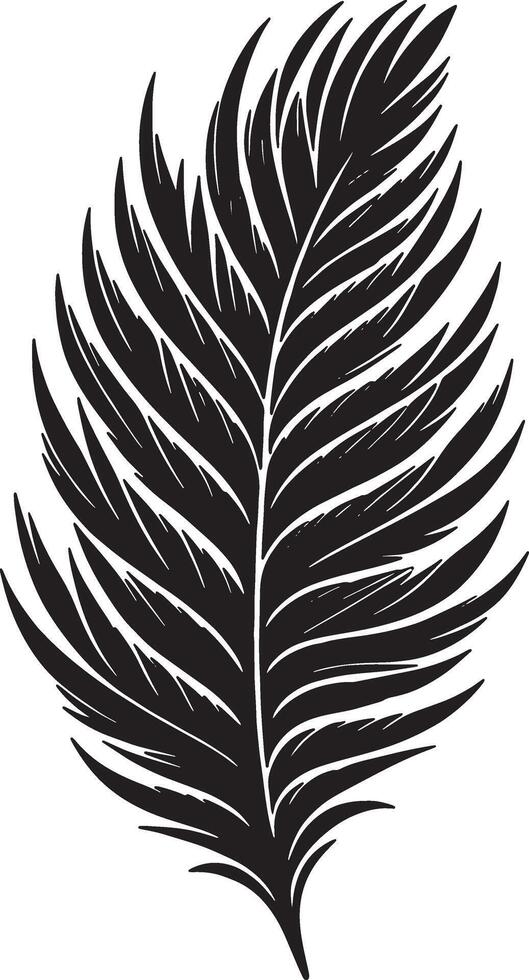 Artistic Silhouette of Feather Shaped Leaves Isolated vector
