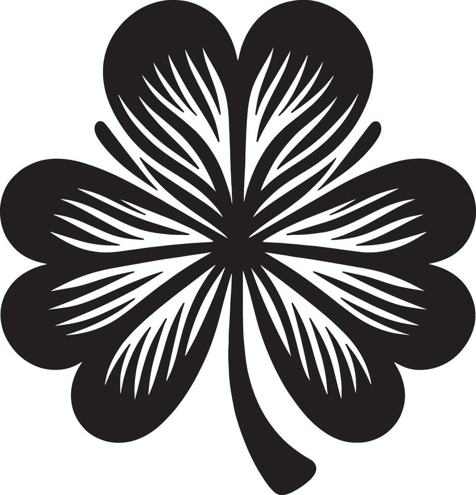 A black and white four leaf clover on a white background vector