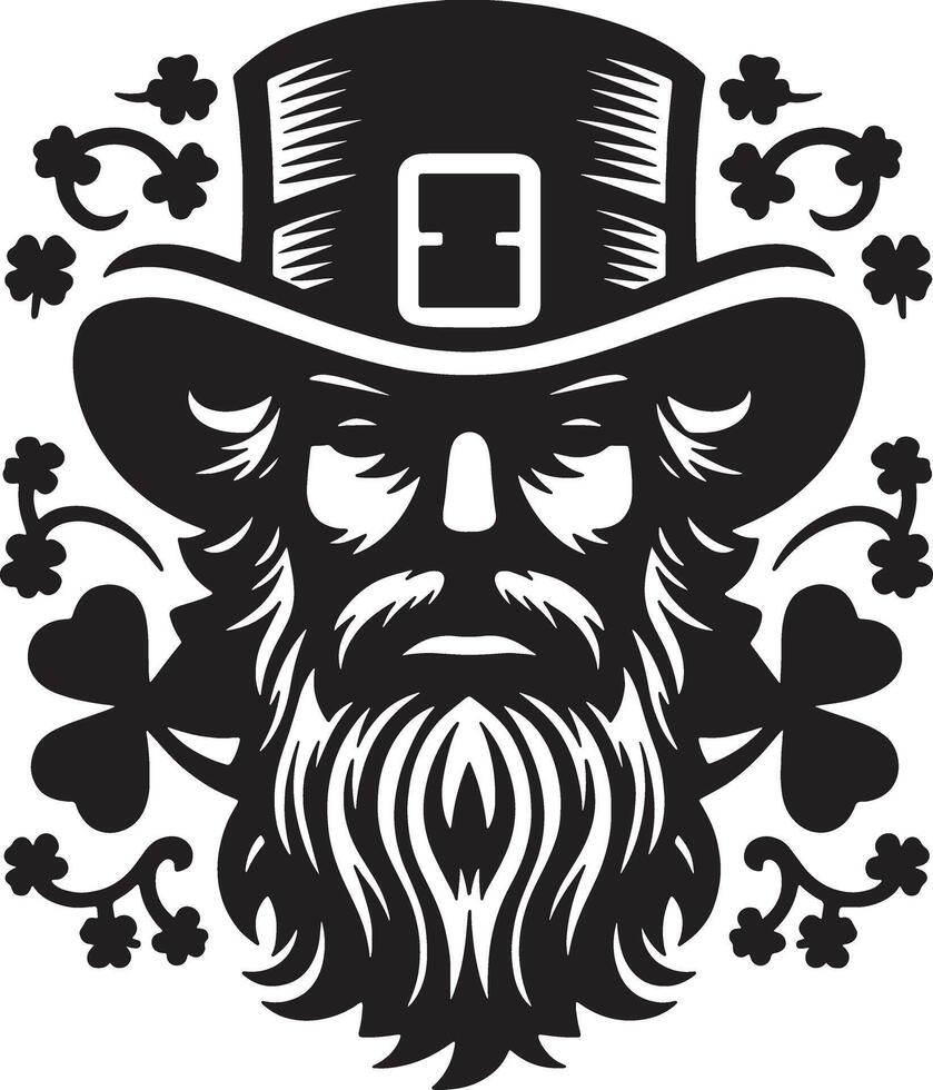 A leprechaun with a beard and hat vector