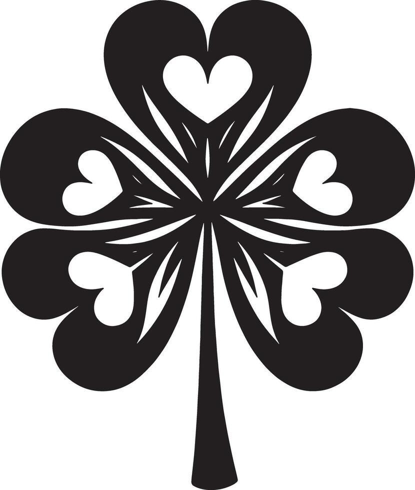 A four leaf clover with hearts in the middle vector