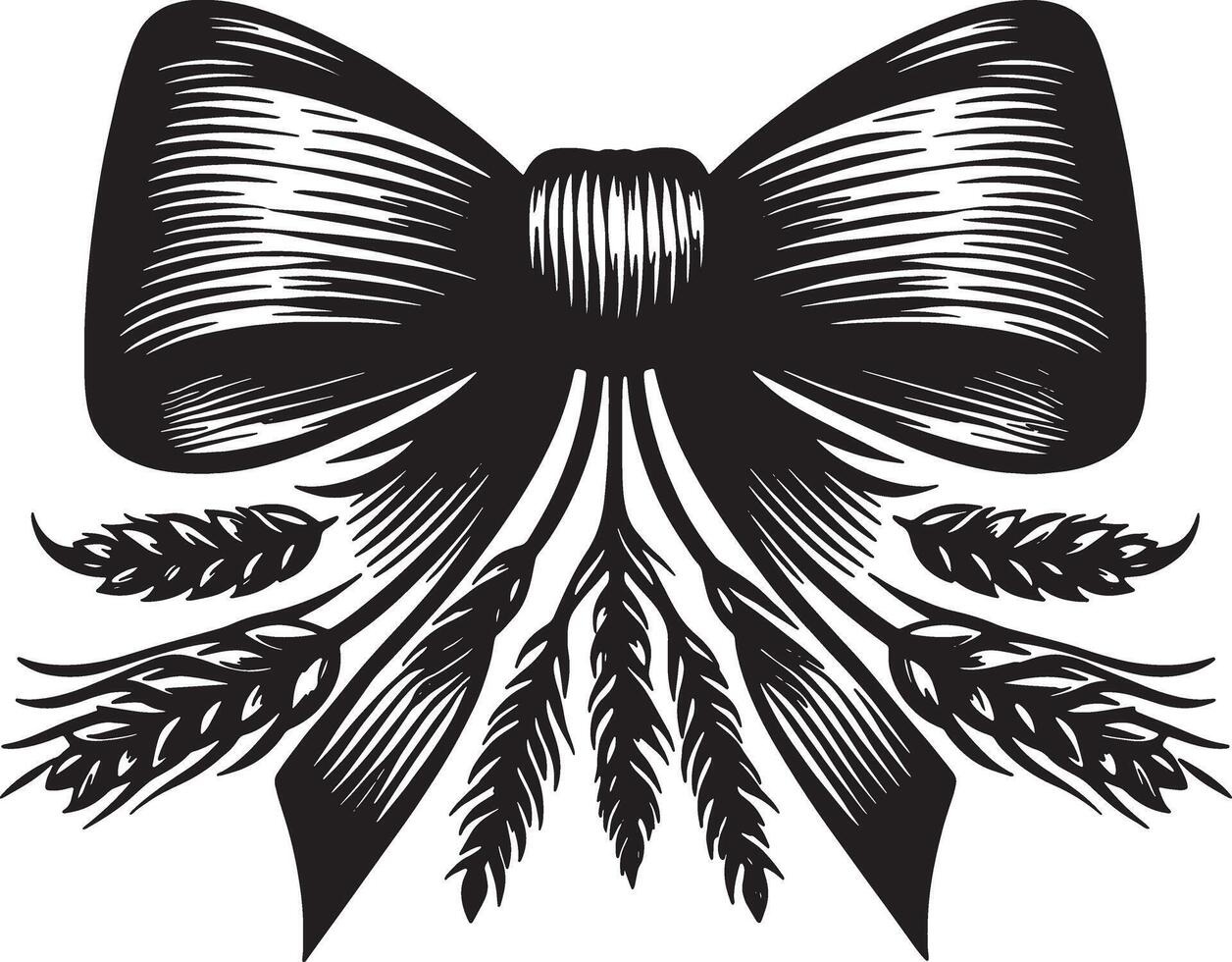 Stylish Bow Ribbon Outline Design vector