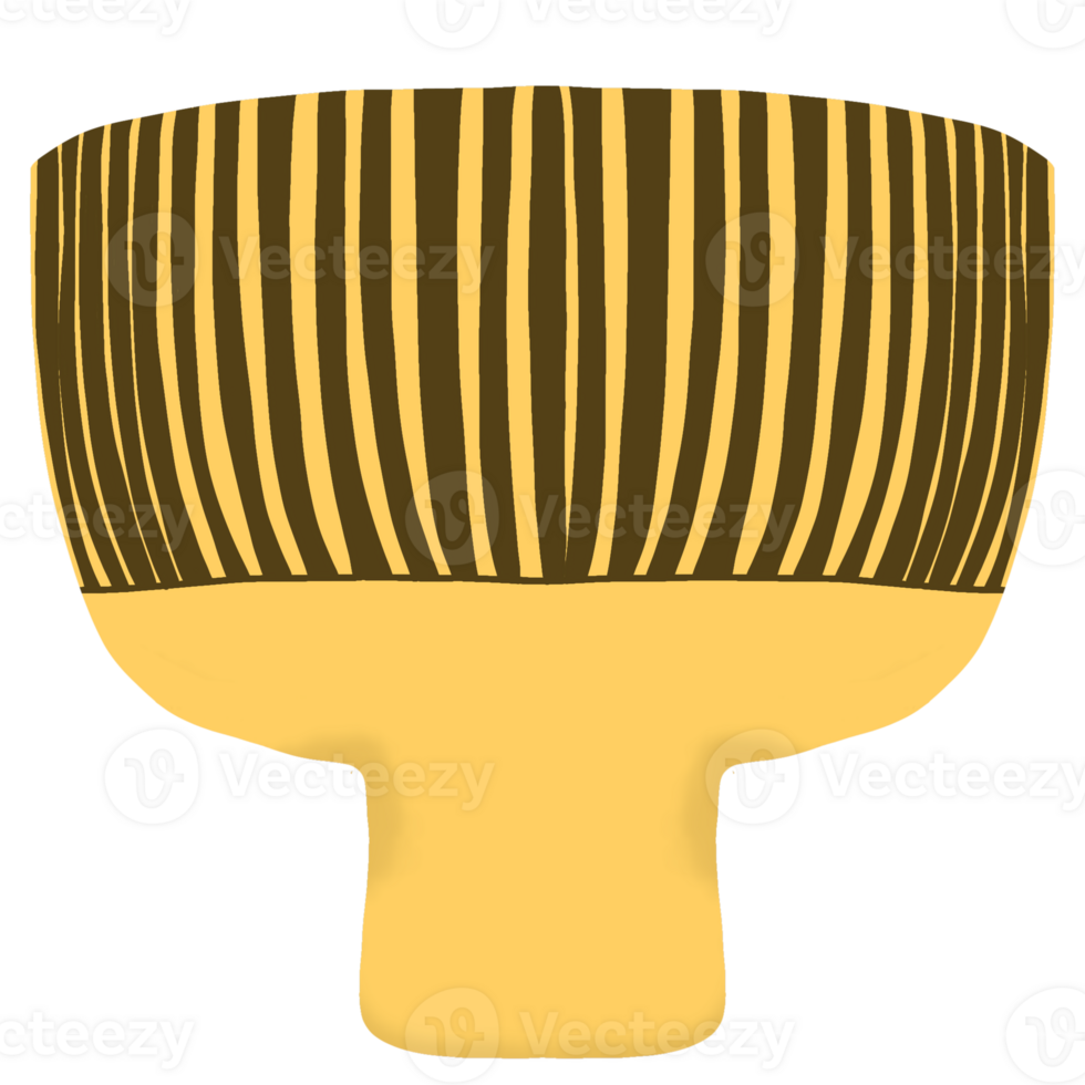 Illustration of Yellow Bowl with Brown Stipes png