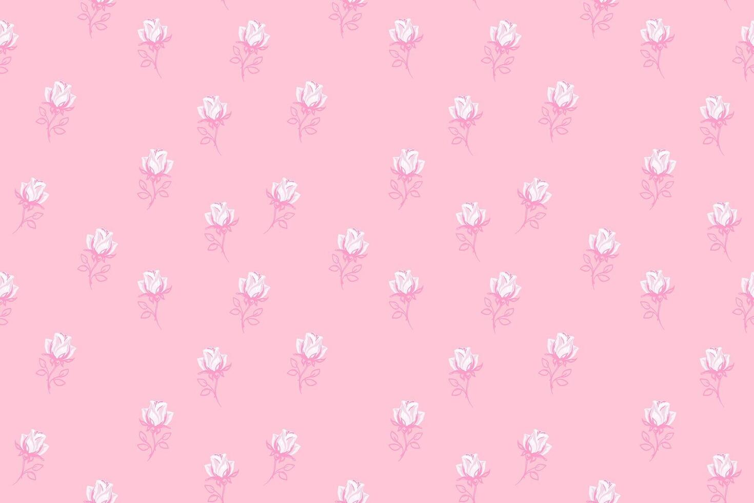 Pastel pink seamless tiny floral pattern with abstract cute rose. hand drawn sketch ditsy flowers print. Minimalist ornament for cover, fabric, surface designs, children textiles, vector