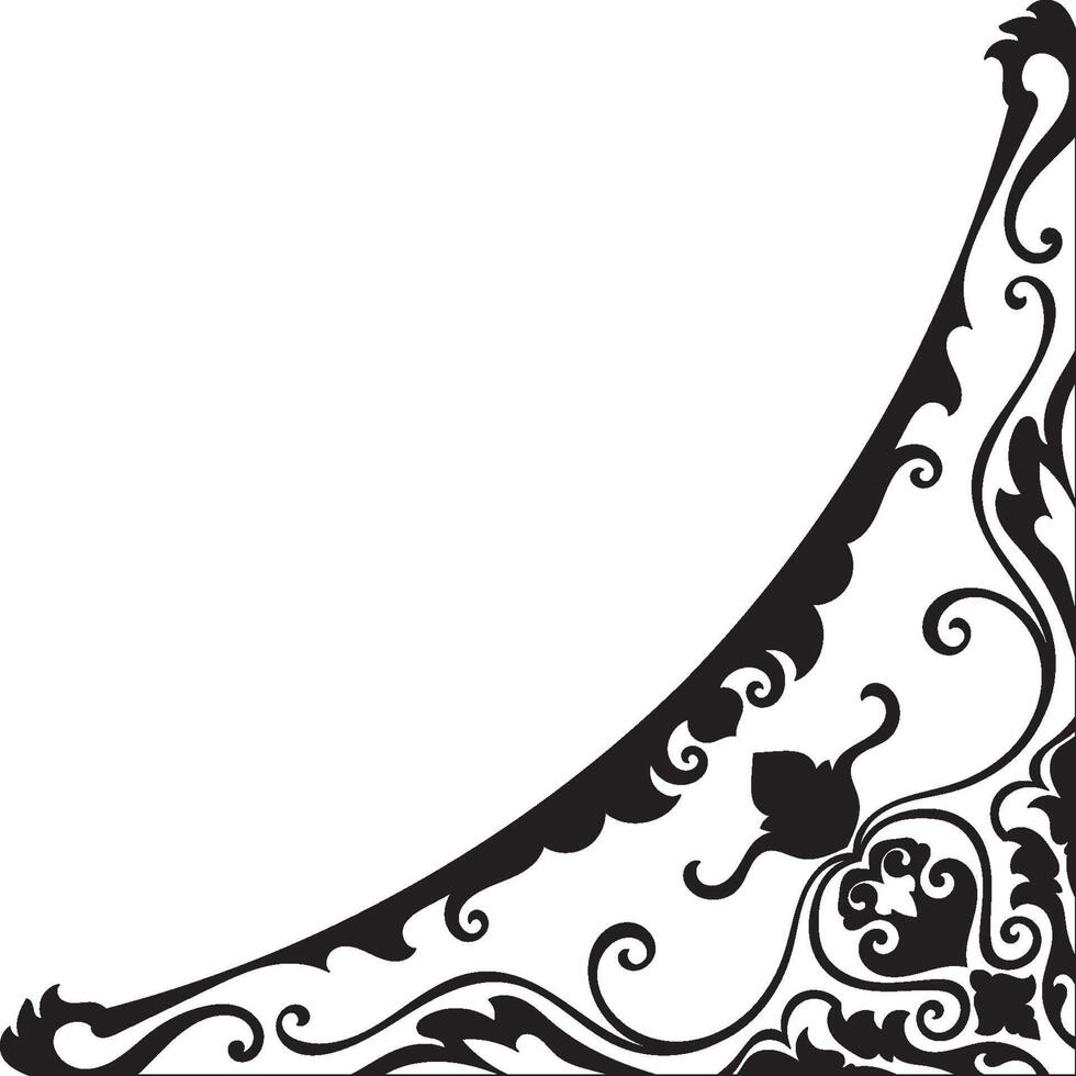 Classic black line corners with abstract patterns for vintage-style frames and borders. vector