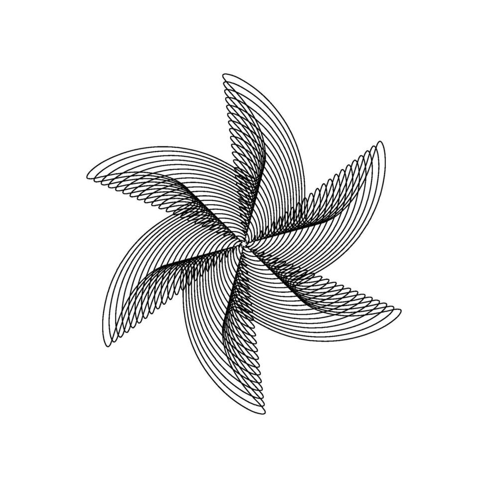 A black and white drawing of a star with a spiral pattern vector