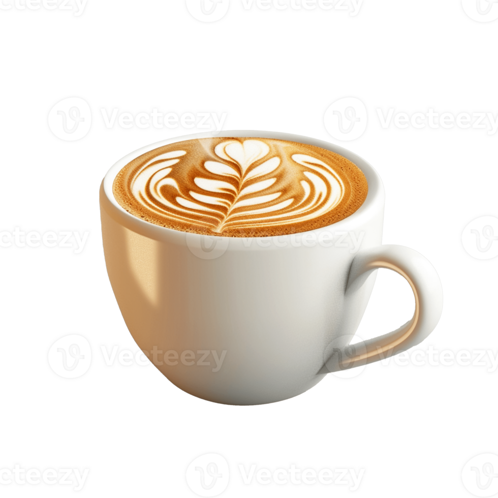 Cup of coffee with latte art. Chocolate coffee latte art png