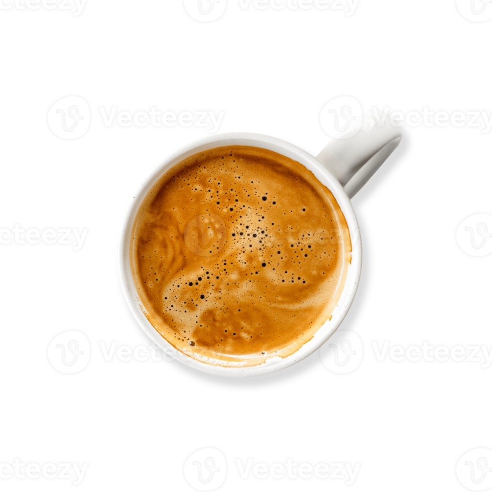 Top view cup of coffee on transparent background. Top view cup of tea png