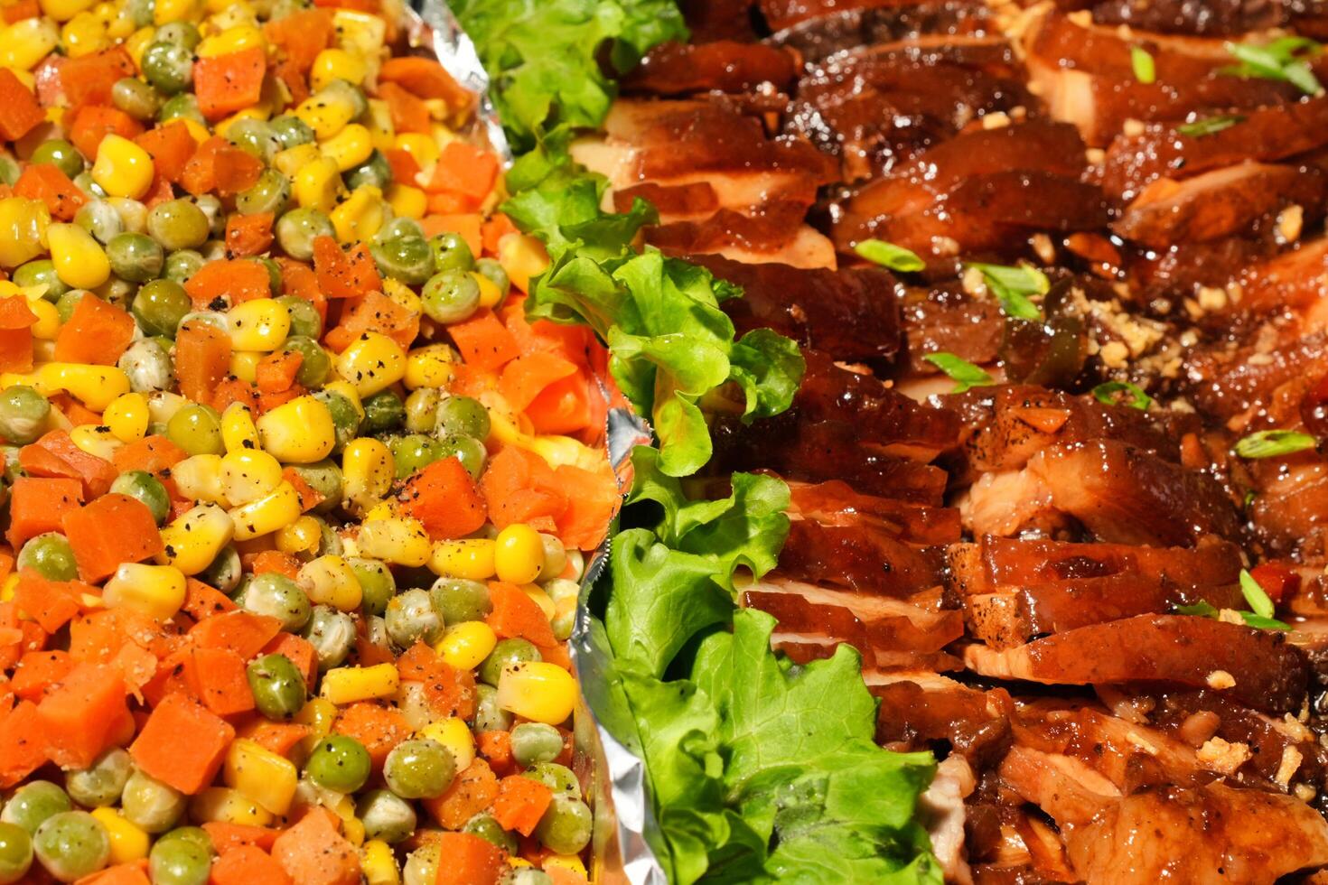 mixed vegetable and pork belly photo