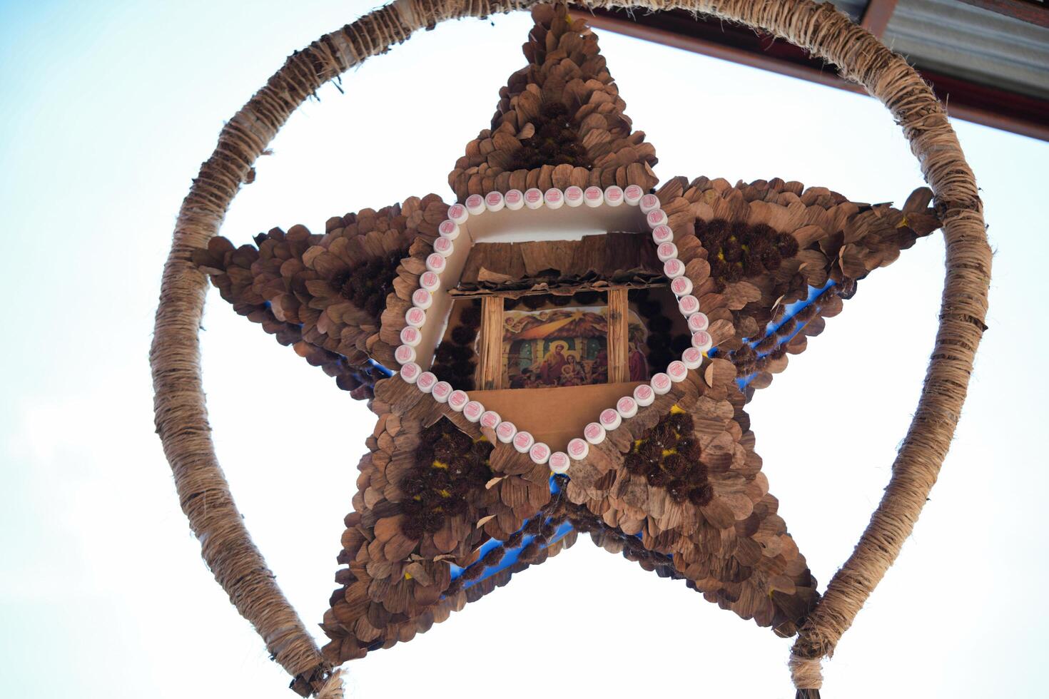 a star shaped decoration made out of wood photo