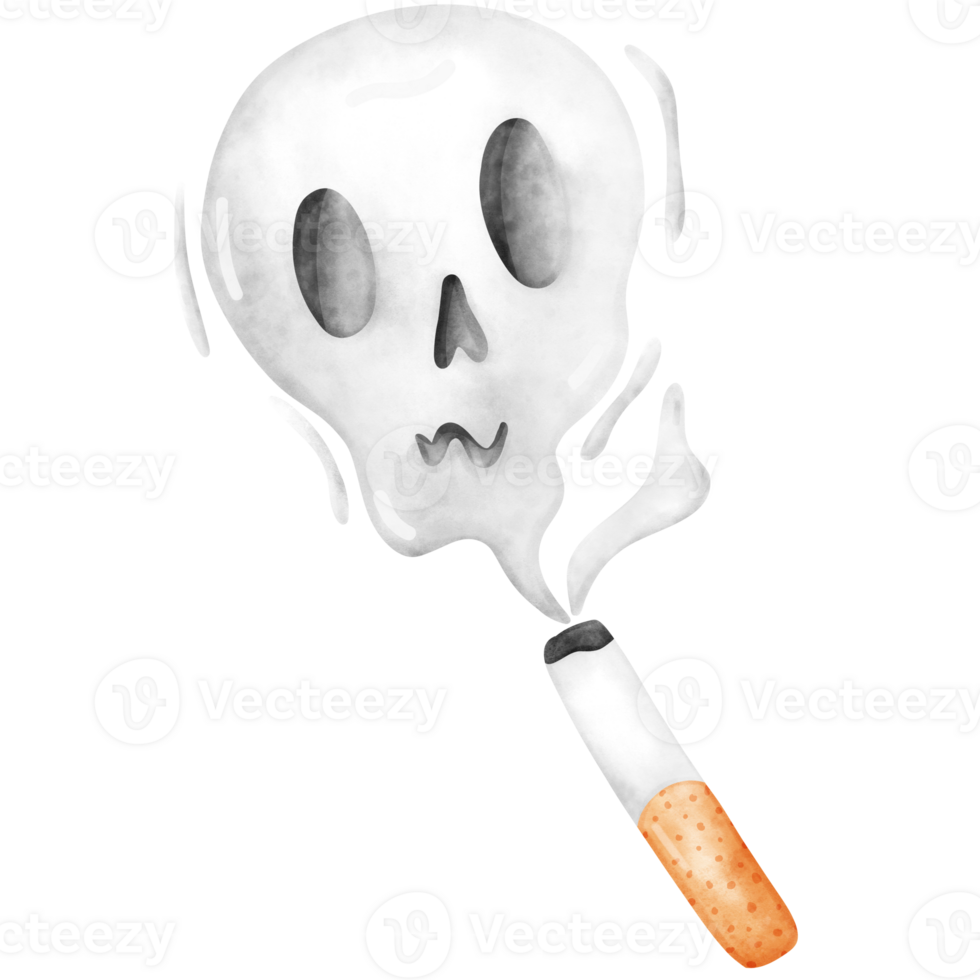 Crushed Cigarette with Ash and Smoke Skull png