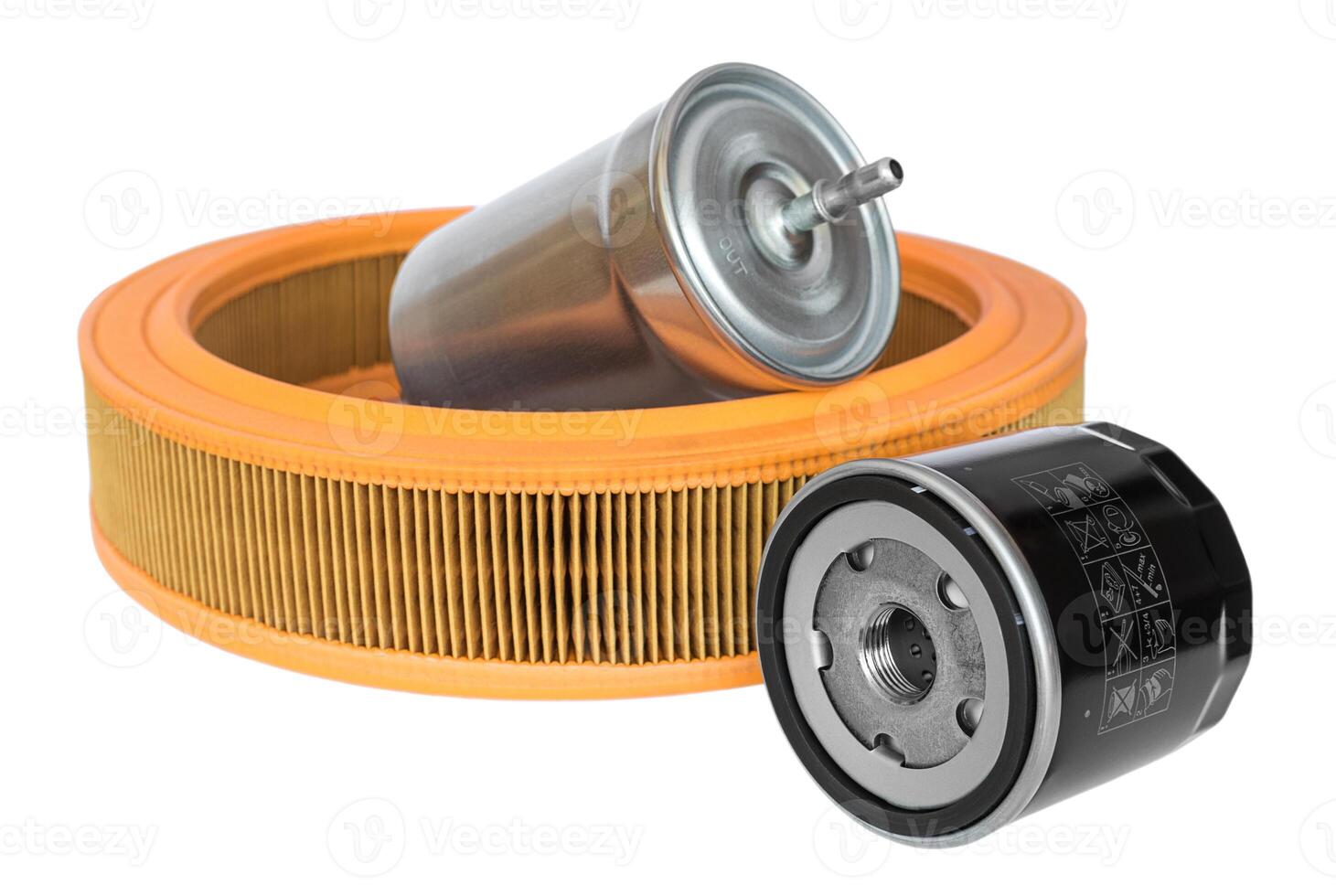 Automotive oil, fuel and air filters photo