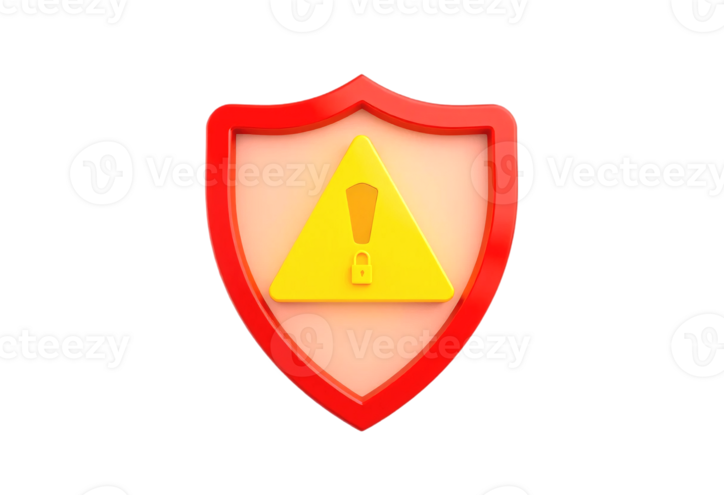 A red shield with a yellow warning sign on it png