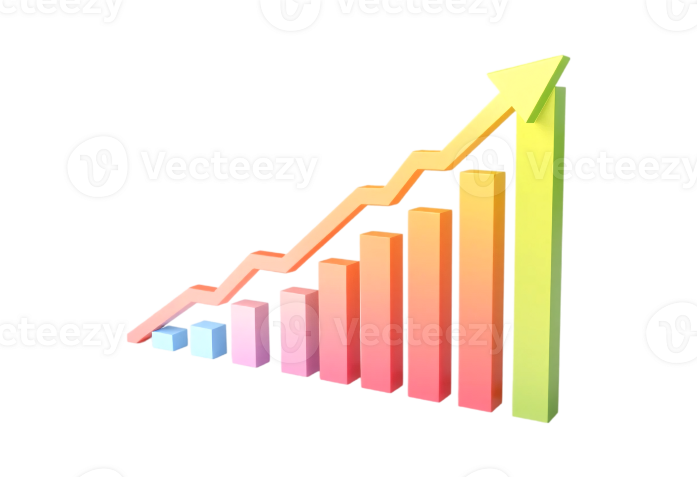 A colorful graph chart with an upward arrow png