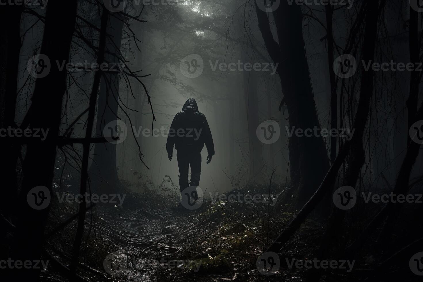 man lost in the woods photo