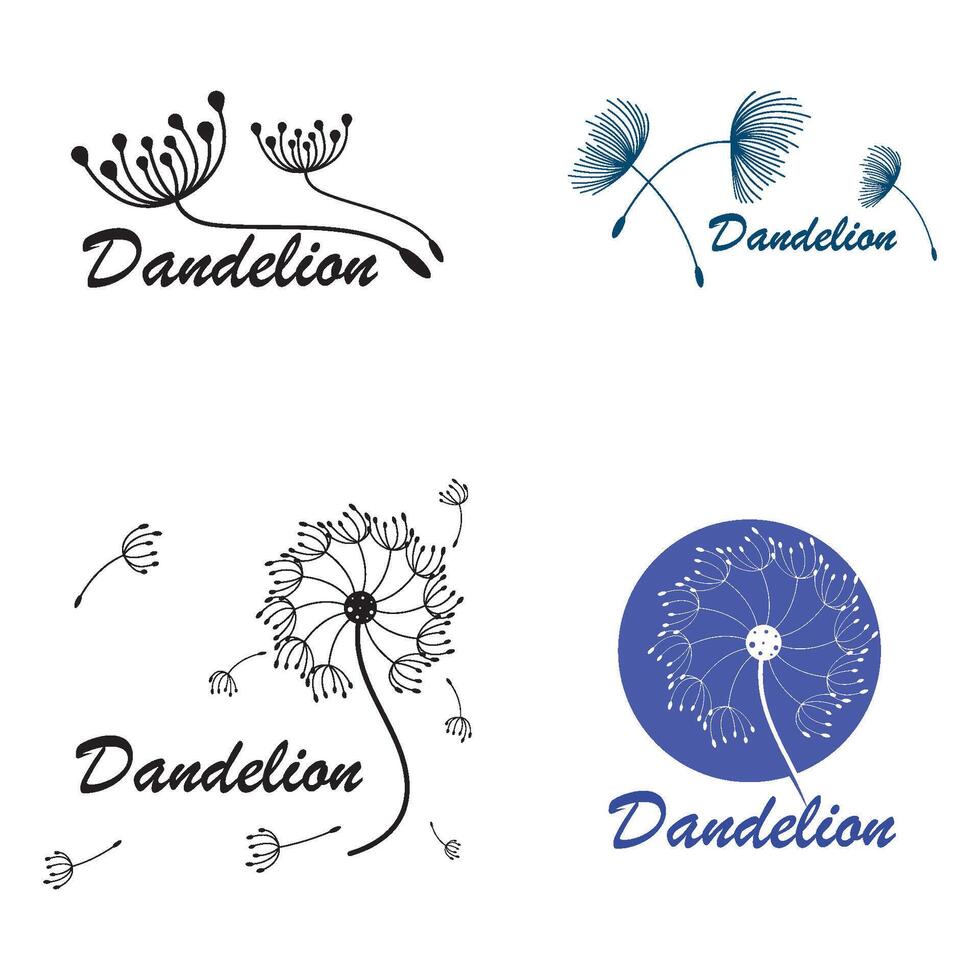 set Dandelion flower logo template vector
