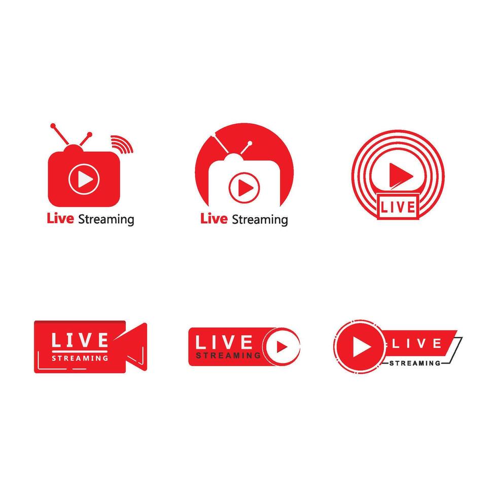 set Live streaming play logo icon vector