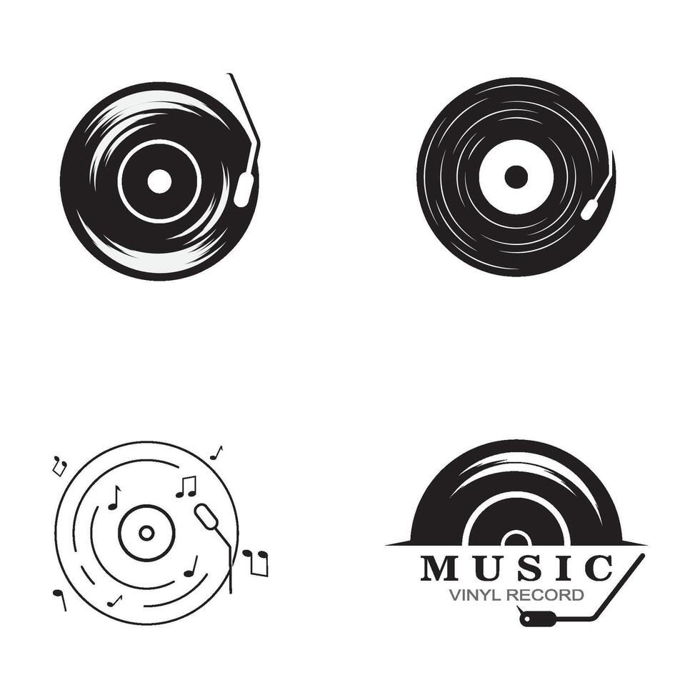 set Vinyl music record icon vector