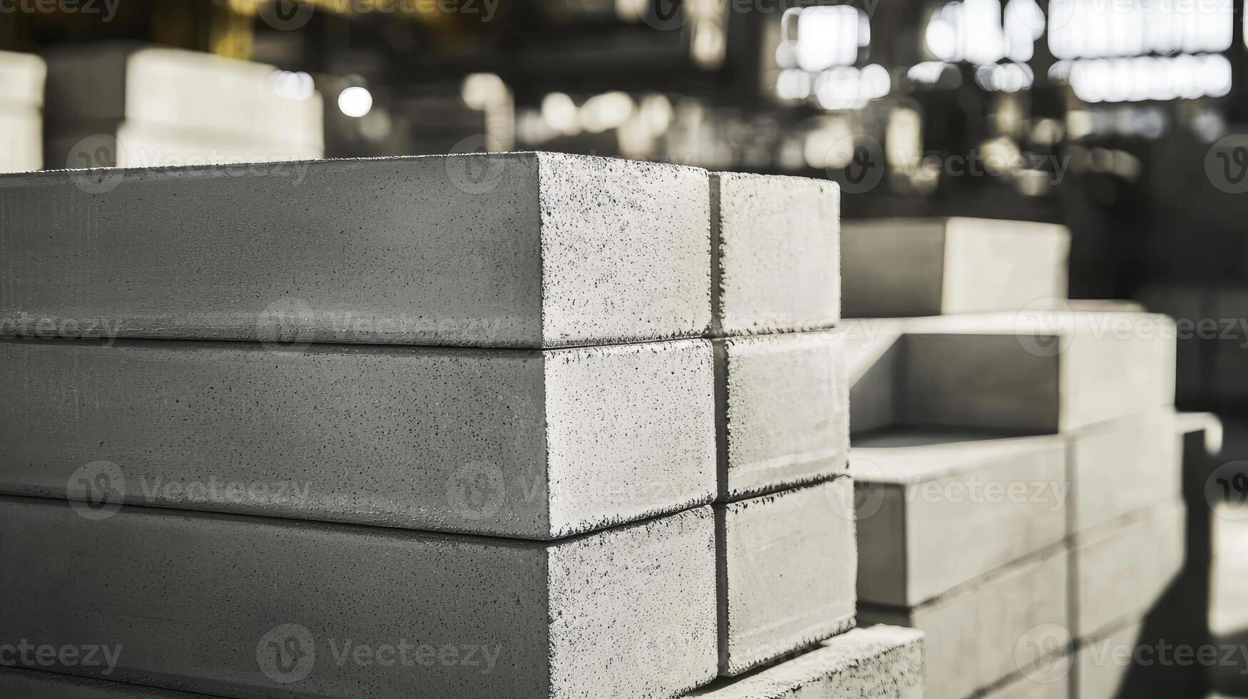 Concrete Blocks Stacked In A Factory Setting photo