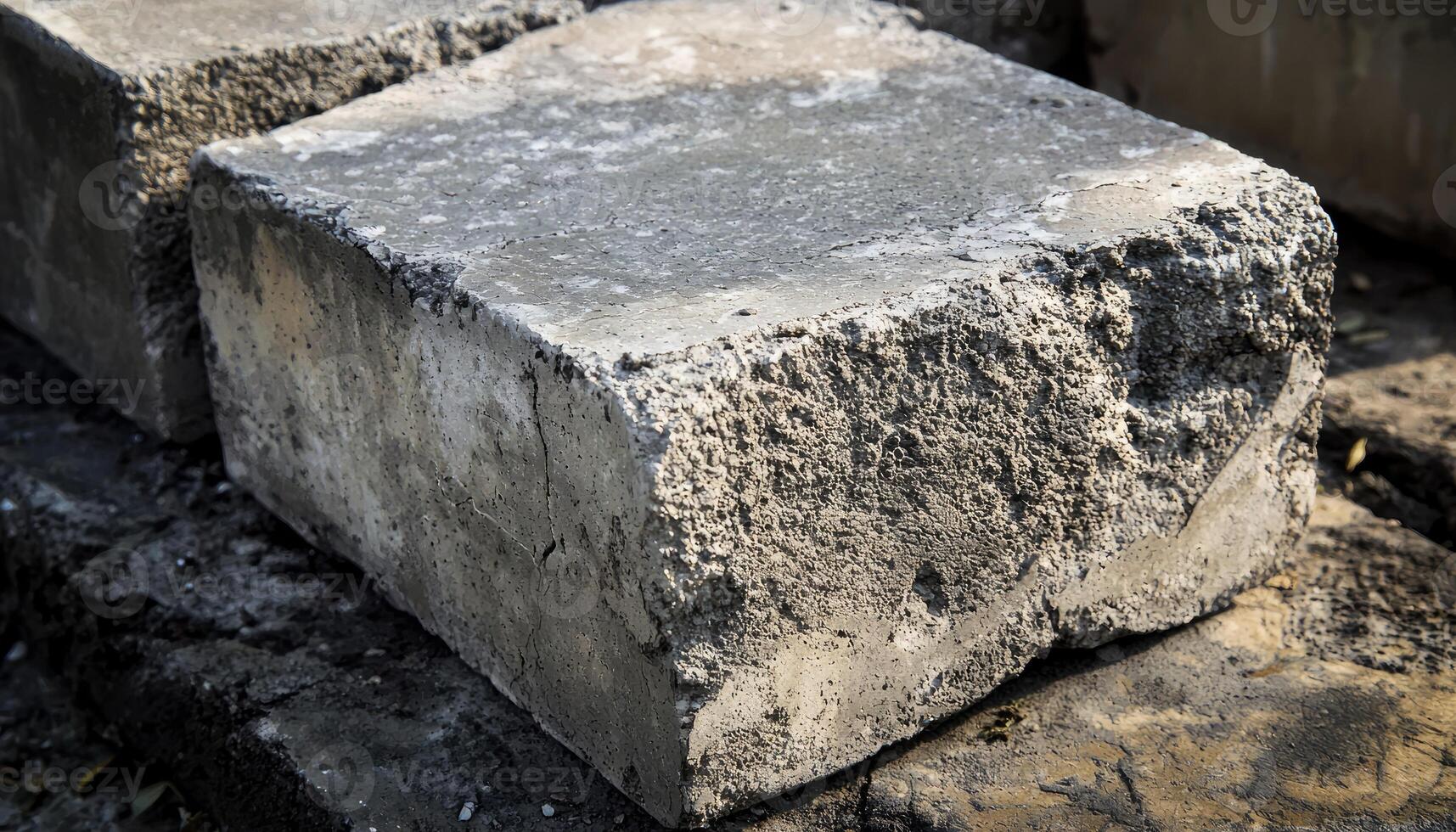 Gray Concrete Blocks Stacked Outdoors photo