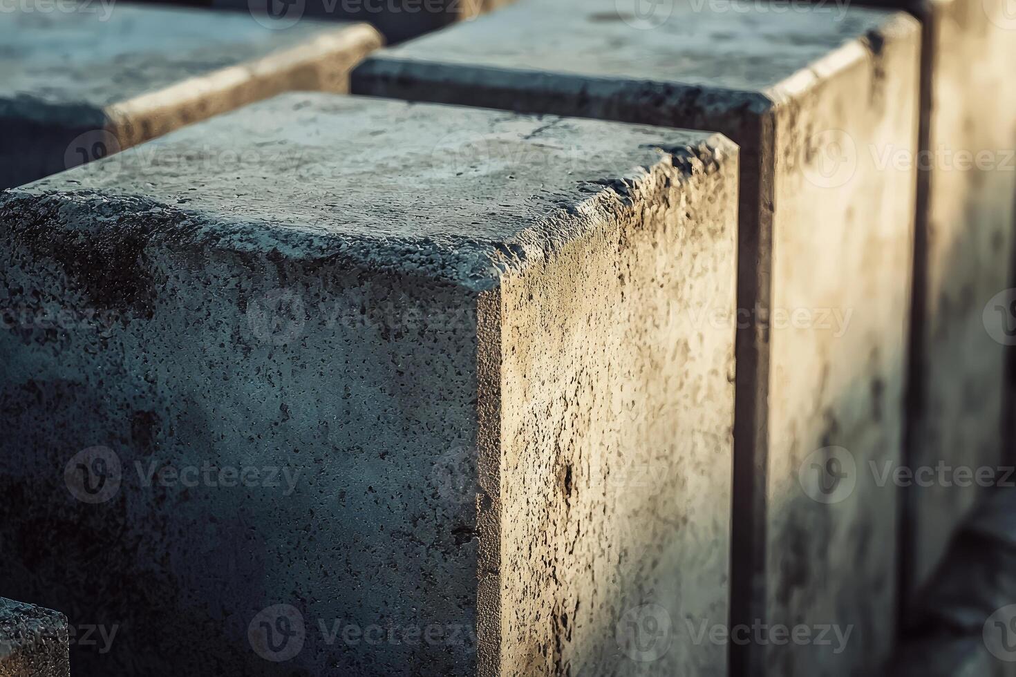 Concrete Blocks Arranged in a Row Outdoors photo