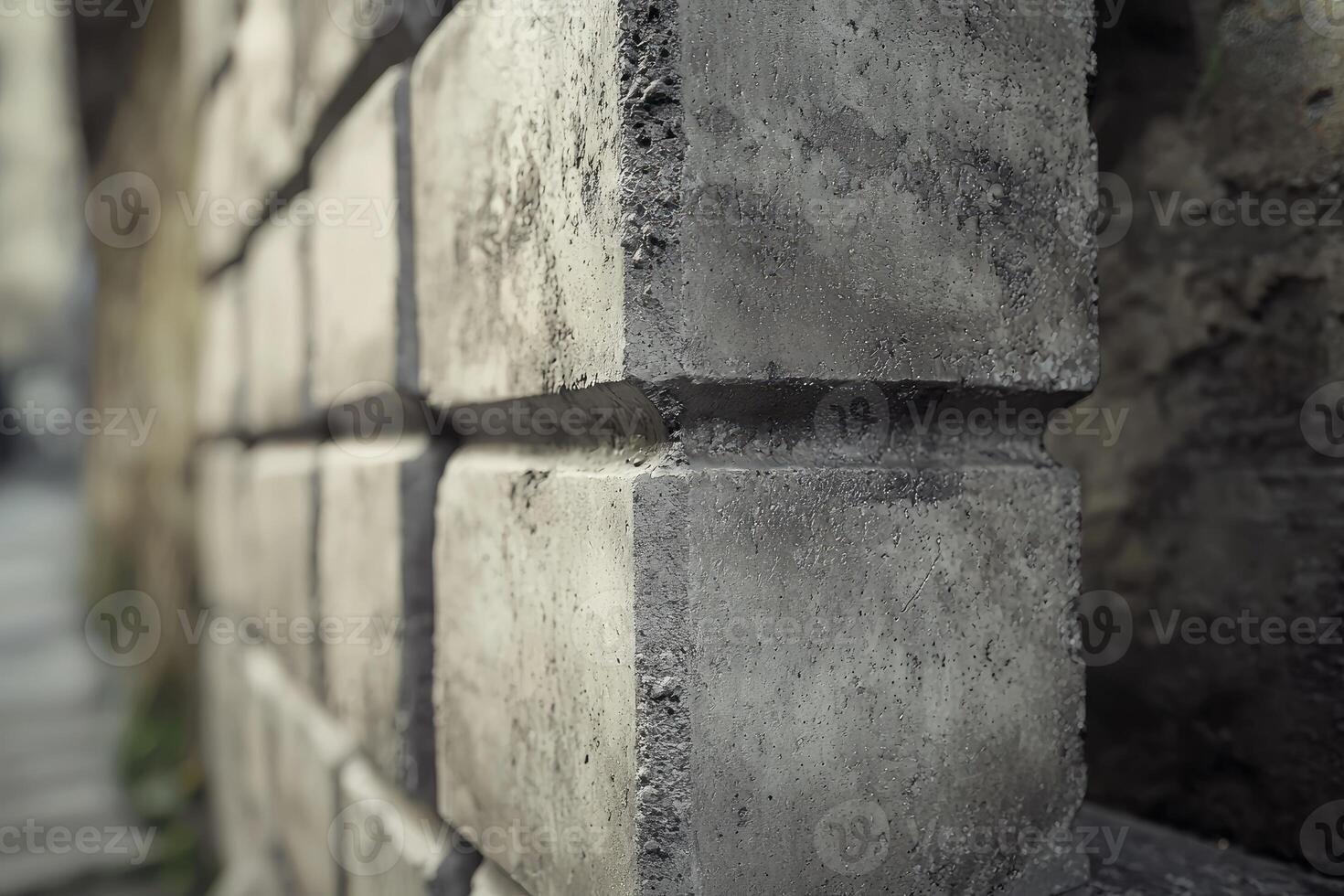 A Close Up View Of A Grey Concrete Brick Wall photo