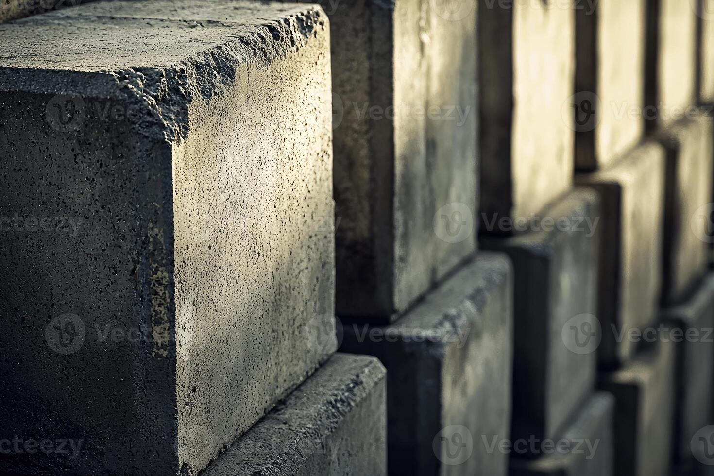 Concrete Blocks Stacked in a Neat Formation photo