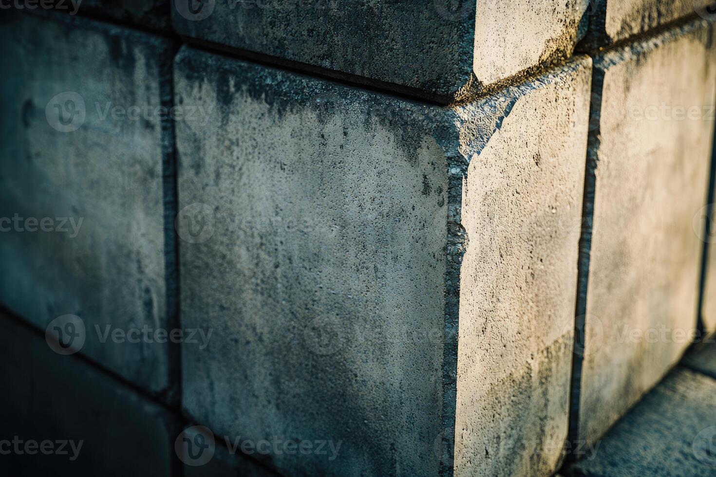 Weathered Concrete Blocks Form A Corner Structure photo