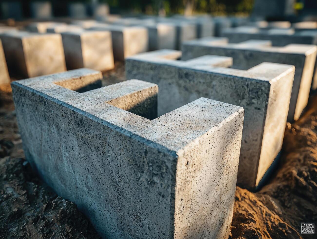 Concrete Blocks Forming Geometric Pattern Outdoor photo