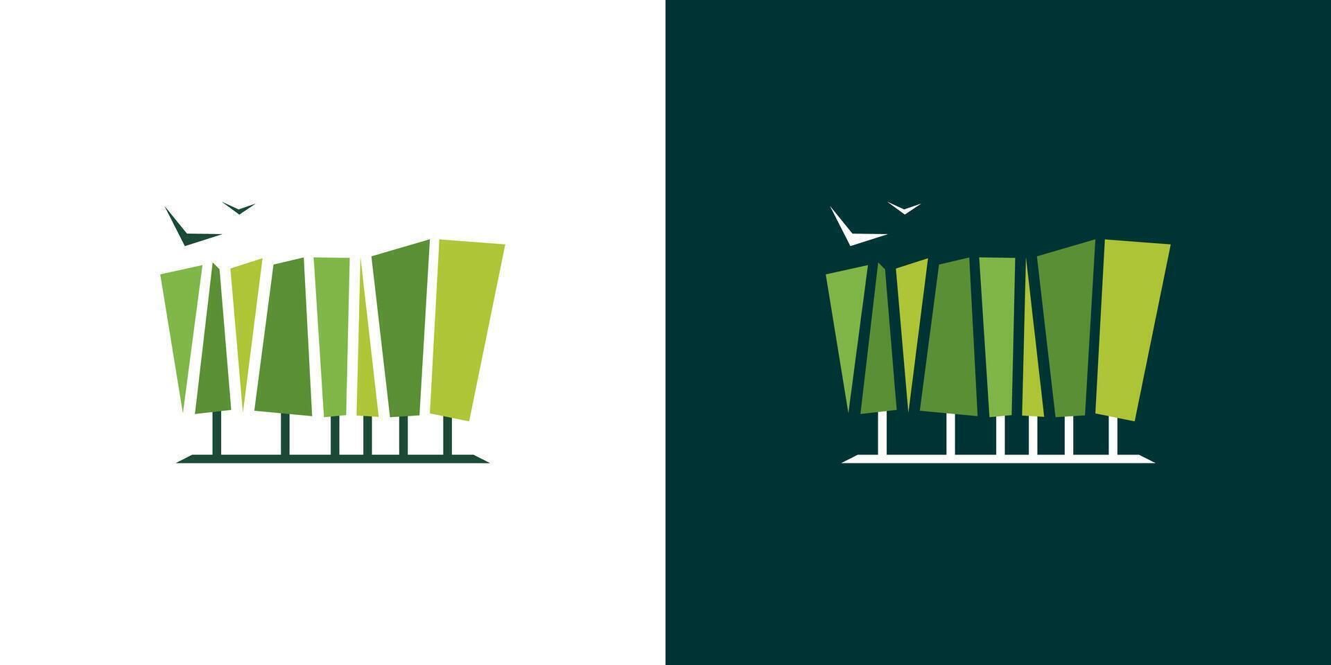 Tree abstract geometric icon logo pine forest nature design isolated vector