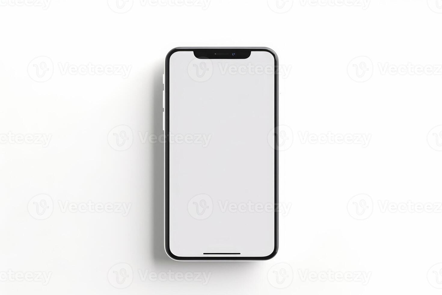 Mobile Phone Black and Silver Colored Design Concept. Empty mobile screen. Isolated on white background. photo