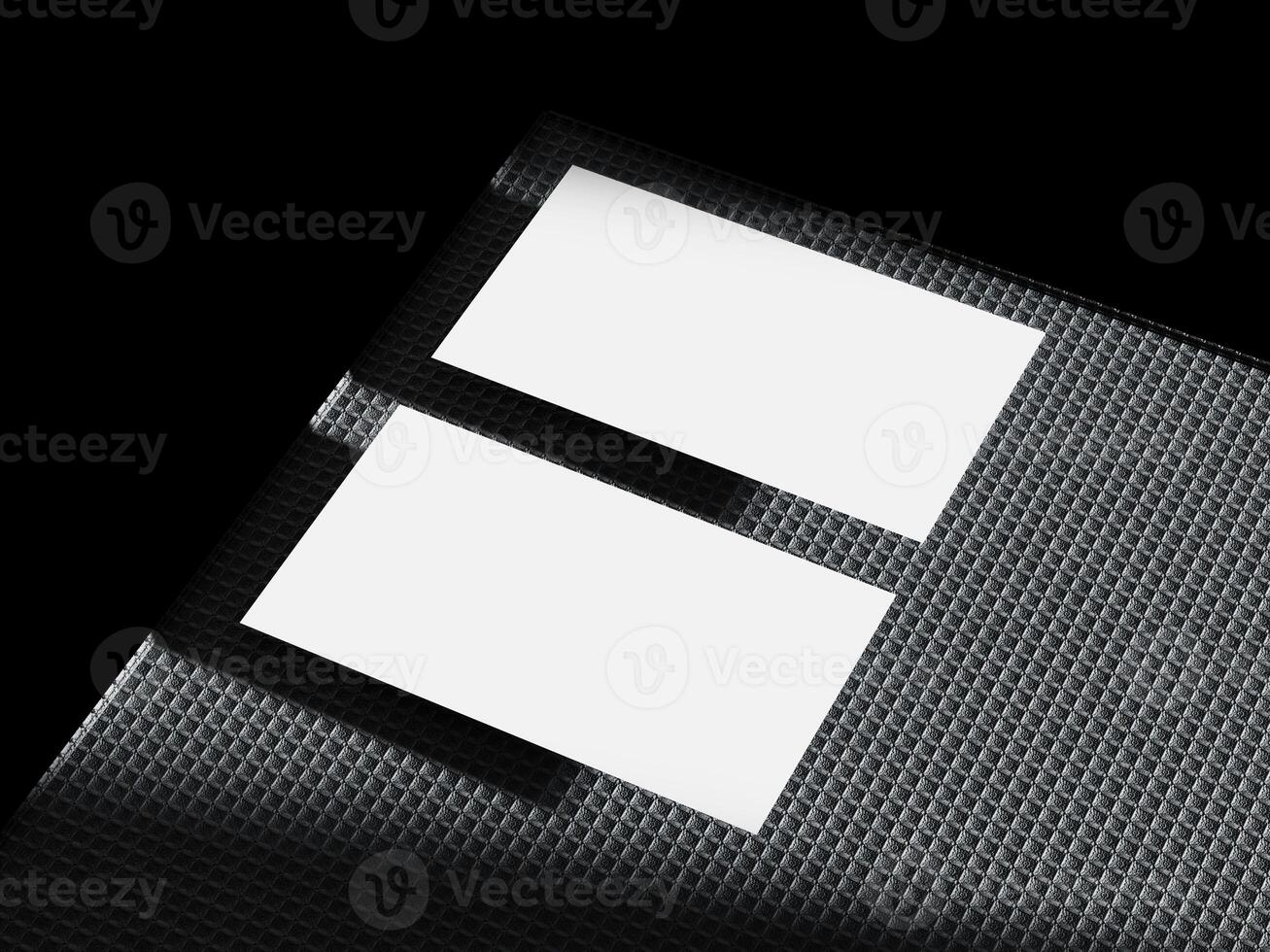 Elegant business card mockup on textured cement background photo