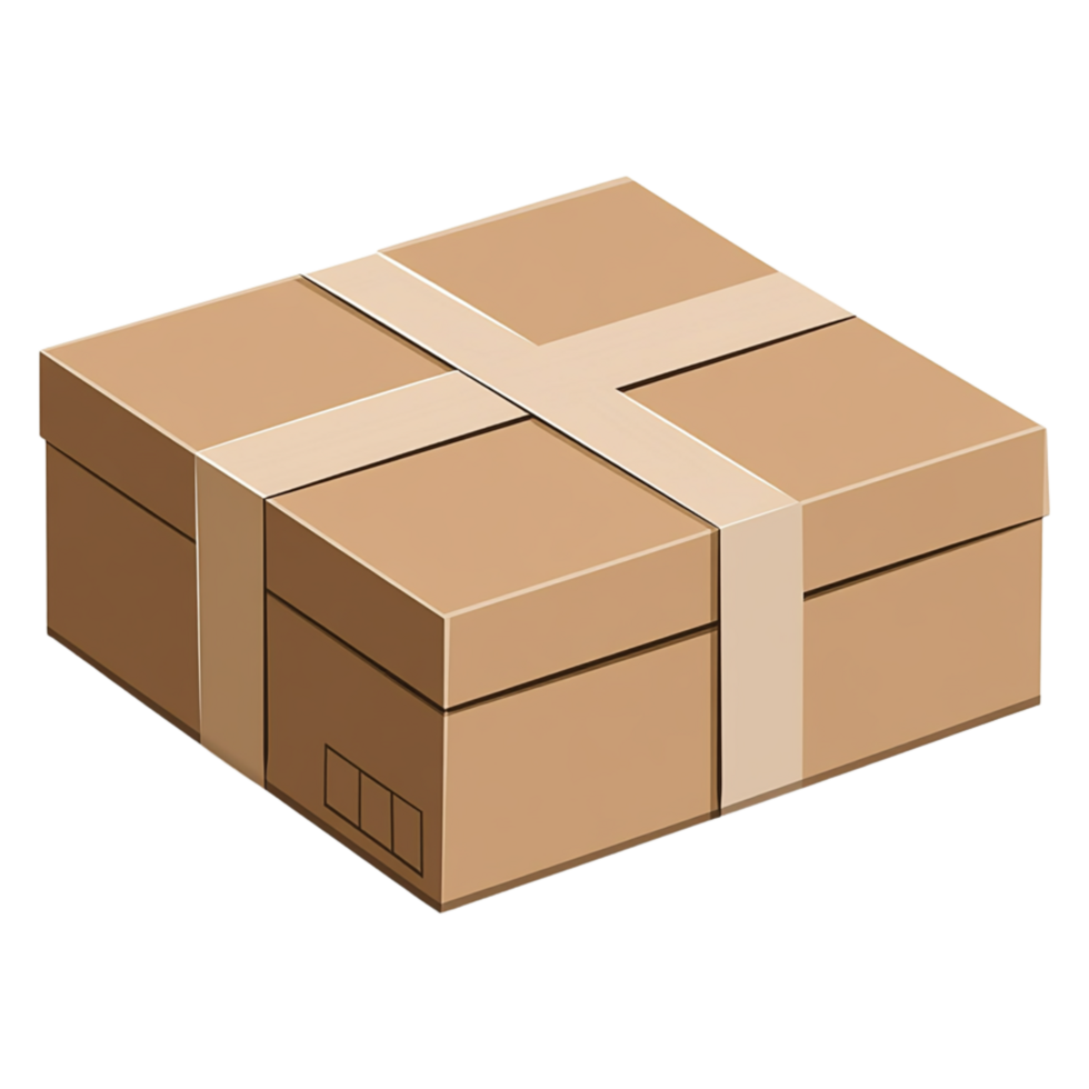 A brown box with a white stripe on it space for design png