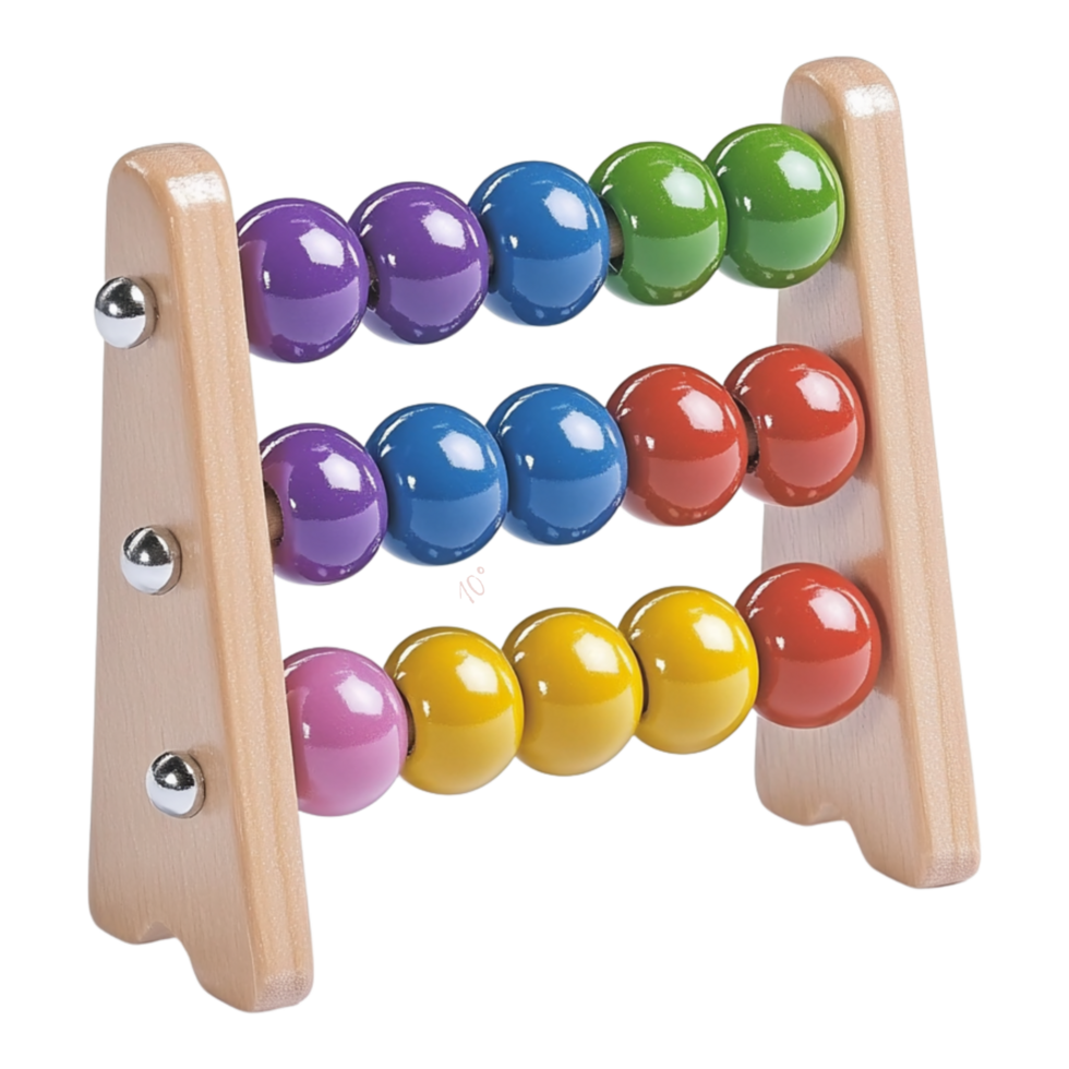 A wooden abacus with yellow green colorful balls on it png