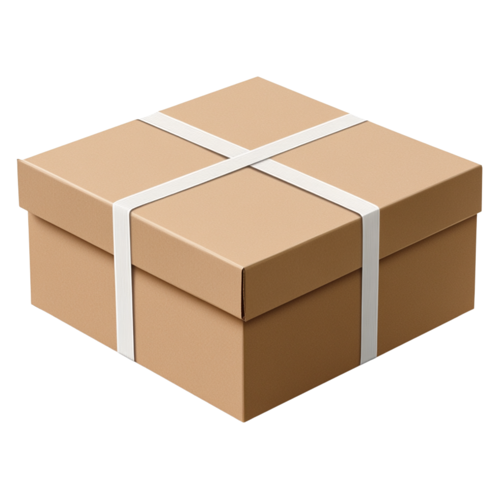 A brown box with white stripes on it side view png