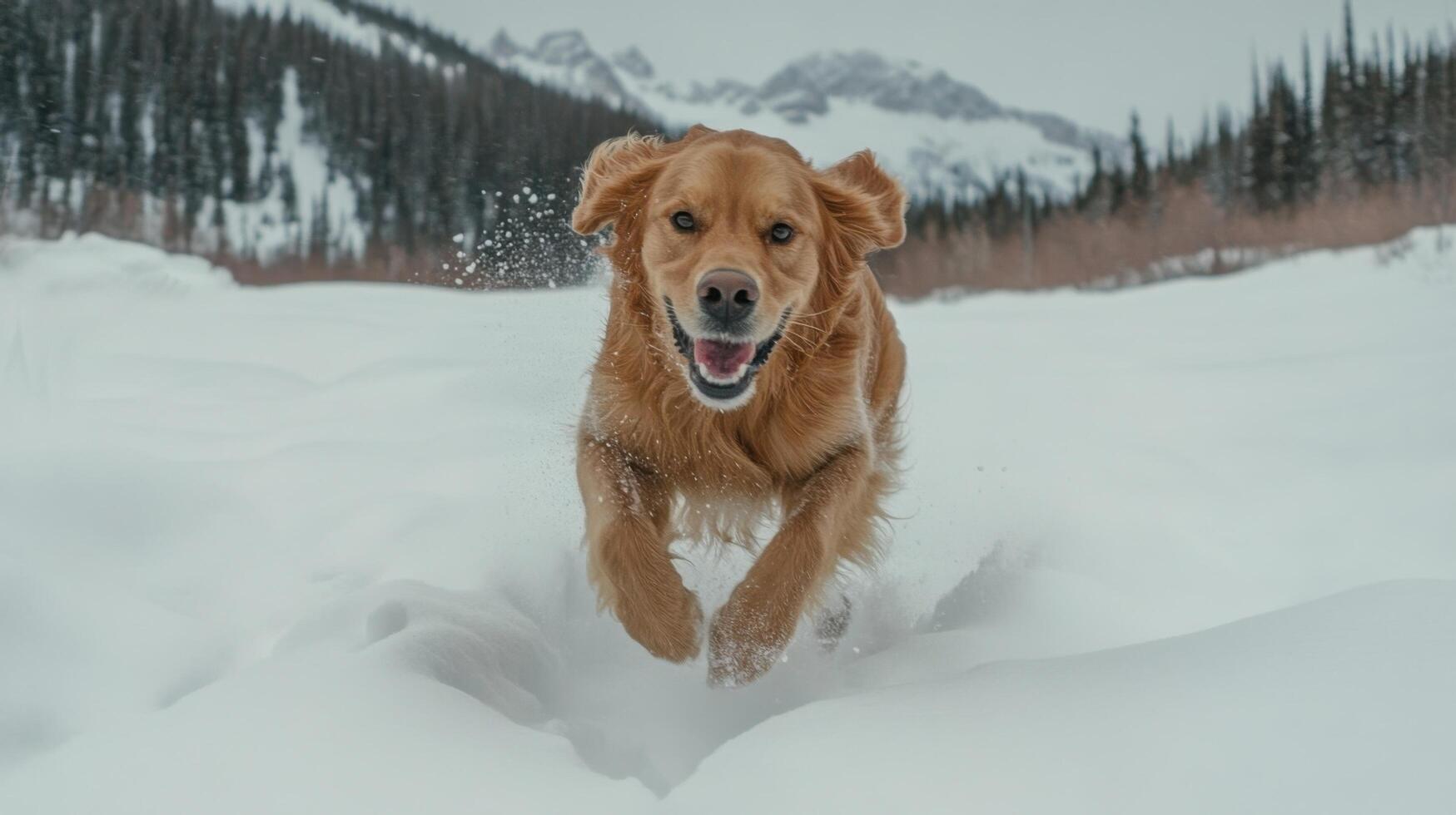 Golden Retriever in Snowy Field photo