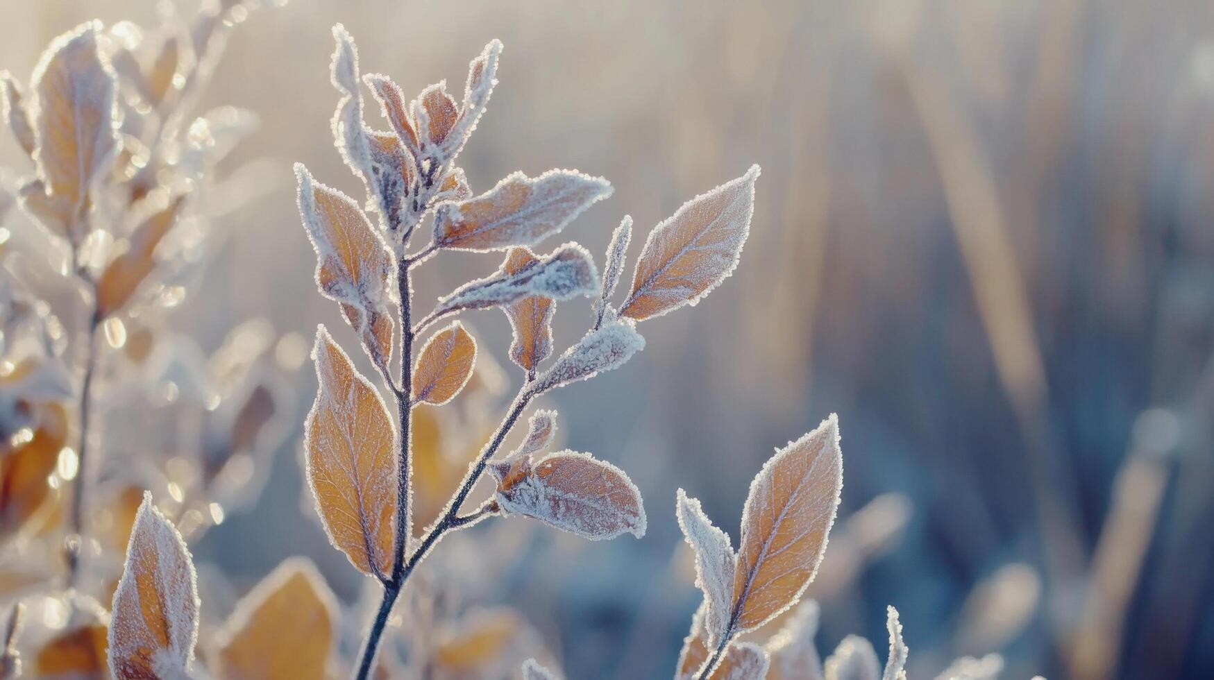 Frost-Covered Leaves at Morning photo