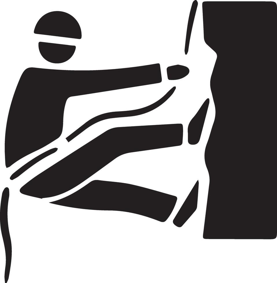 a man climbing the cliff black and white illustration vector