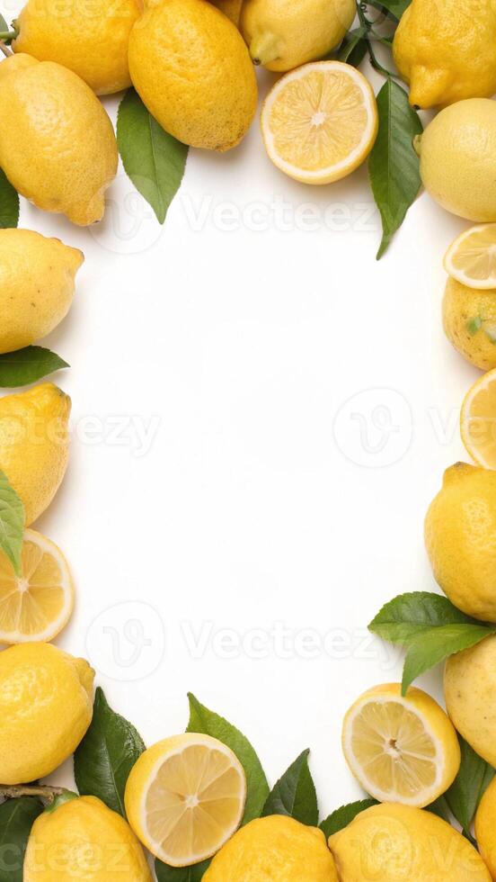 Fresh Yellow Lemon frame border vertical photo