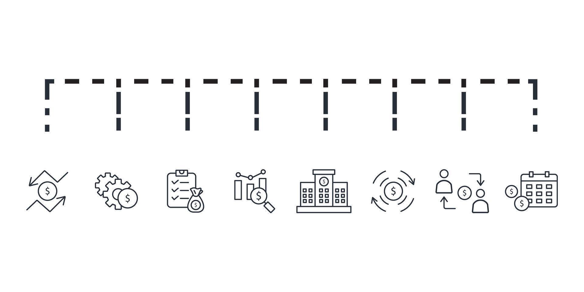 Accounting icon set..Editable stroke.linear style sign for use web design vector