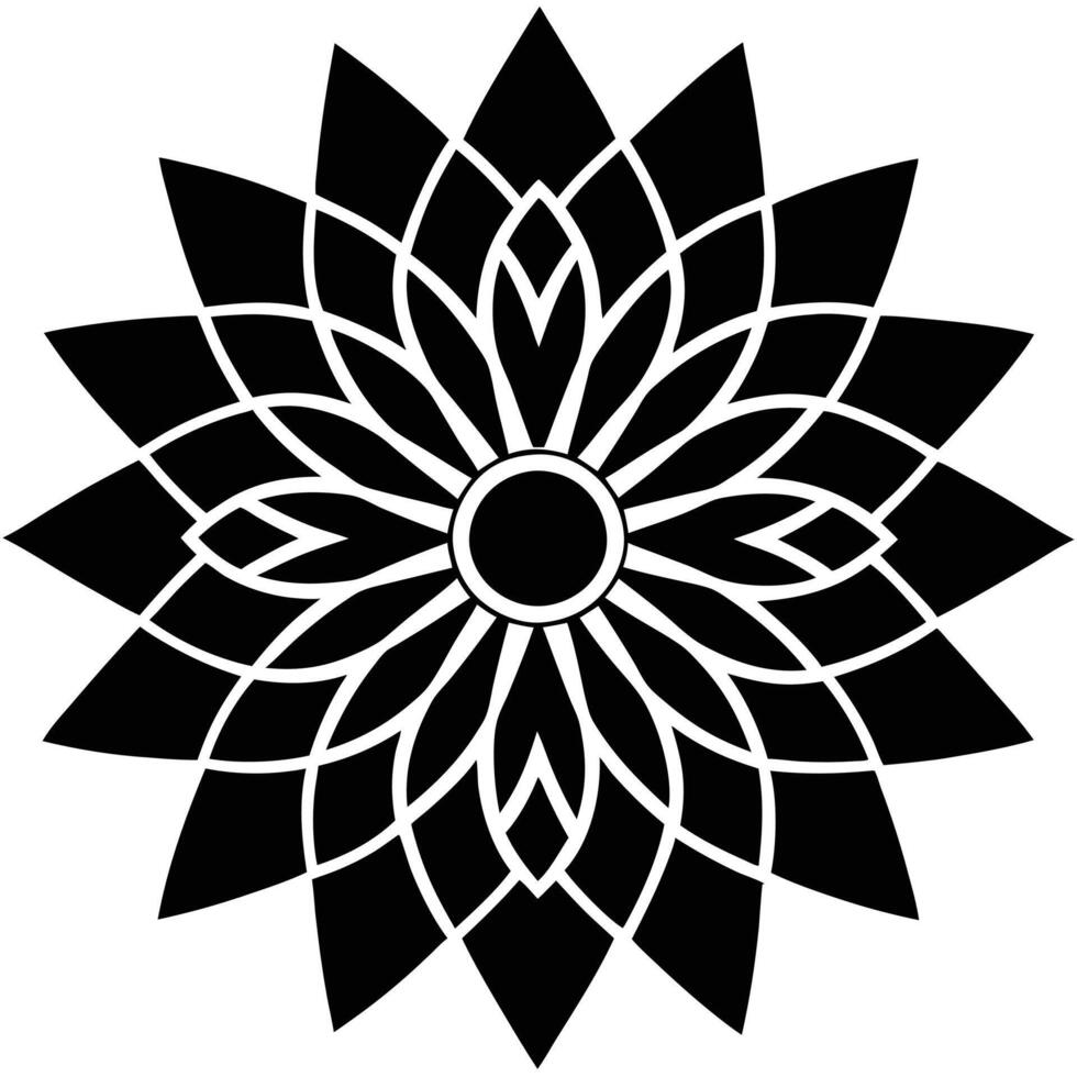 a black and white flower design art vector