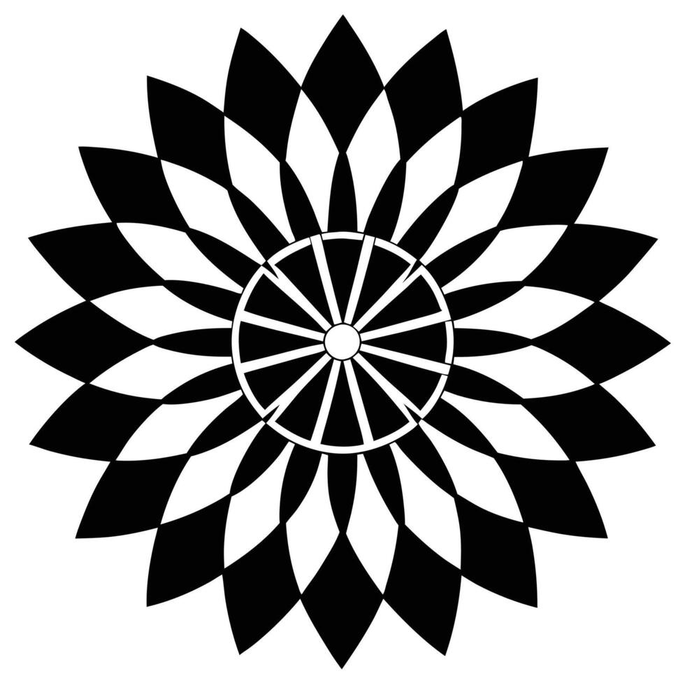 a black and white flower design with a central flower vector